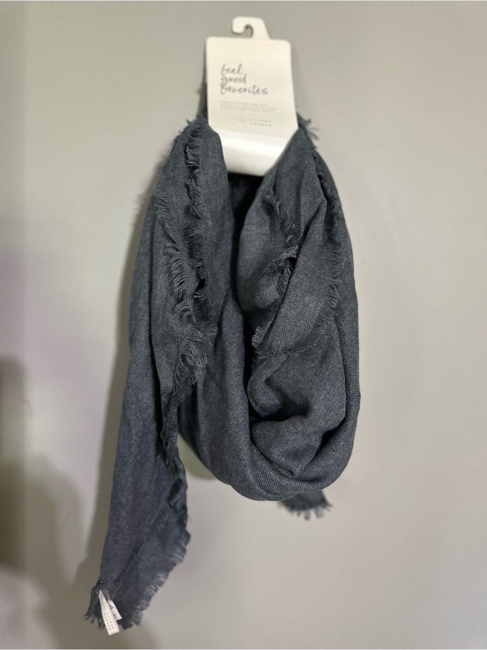 LC Lauren Conrad Charcoal Gray Frayed Infinity Scarf